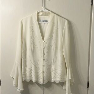 Cream Bell Sleeve Blouse with bell sleeves